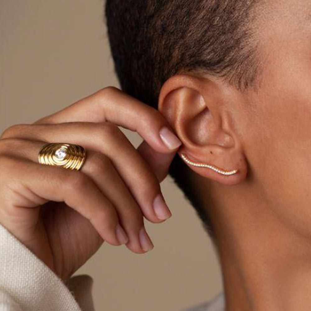 Anel Palata Singular com Zircônia Banhado em Ouro 18k VZ186