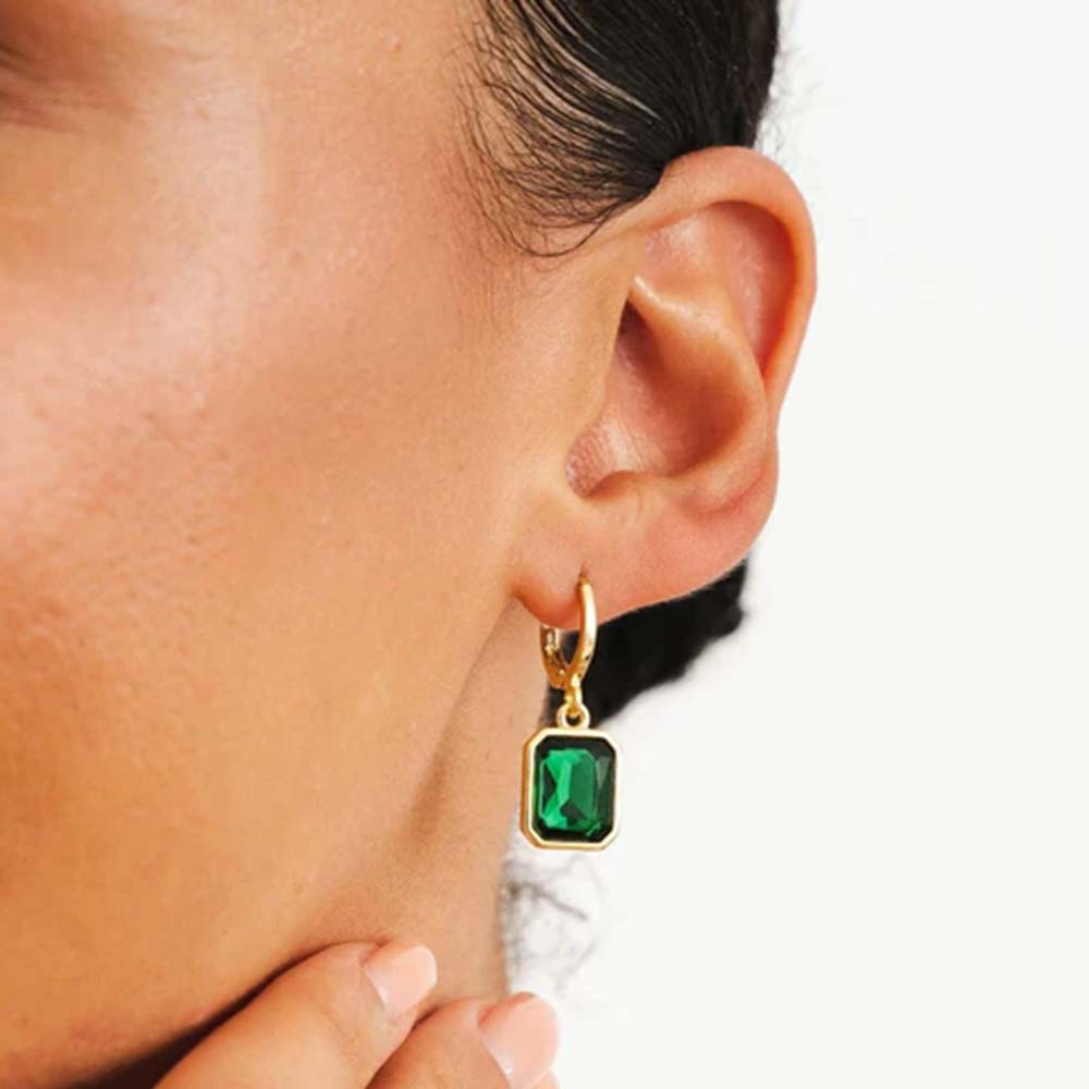 Brinco Cristal Verde Banhado em Ouro 18k VZ249
