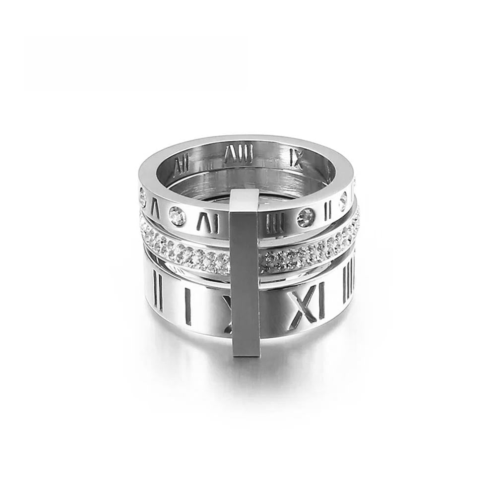 Anel Tri-Romano Banhado em Ouro 18k VZ165