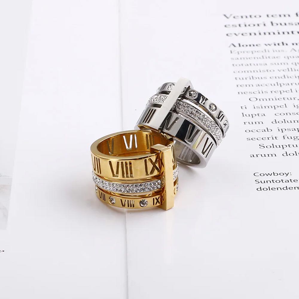 Anel Tri-Romano Banhado em Ouro 18k VZ165