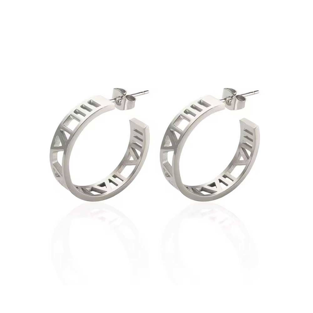 Brinco Argola Numeral Roman Banhado em Ouro 18k VZ245