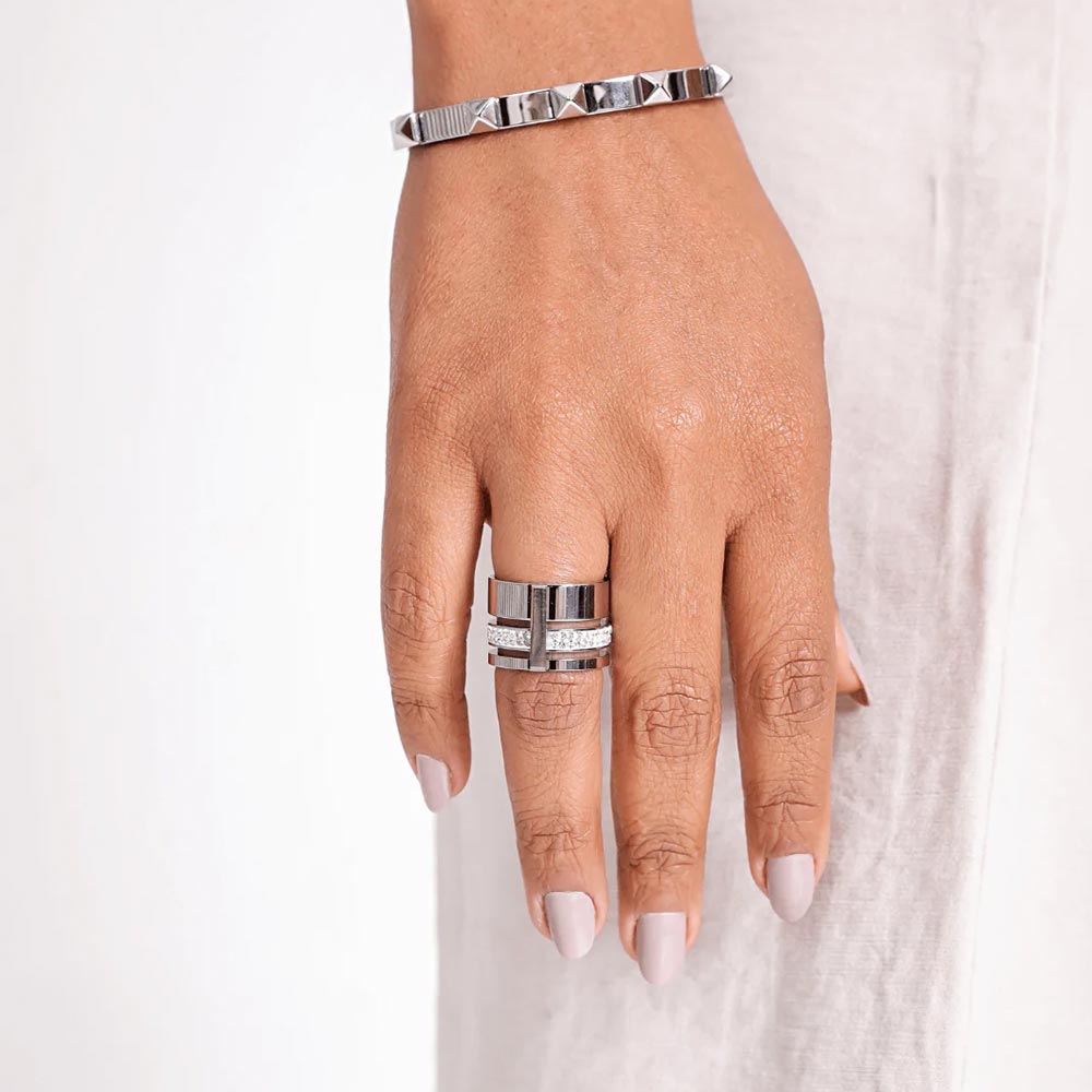 Anel Triplo Glow com Zircônia Banhado em Ouro 18k VZ171