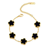 Pulseira de Trevo Preto Banhado em Ouro 18k VZ254