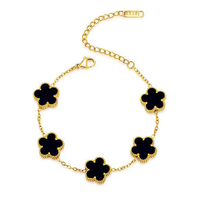Pulseira de Trevo Preto Banhado em Ouro 18k VZ254