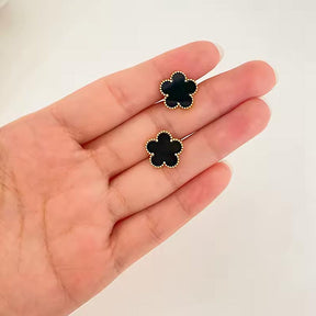 Brinco de Trevo Preto Banhado em Ouro 18k VZ255
