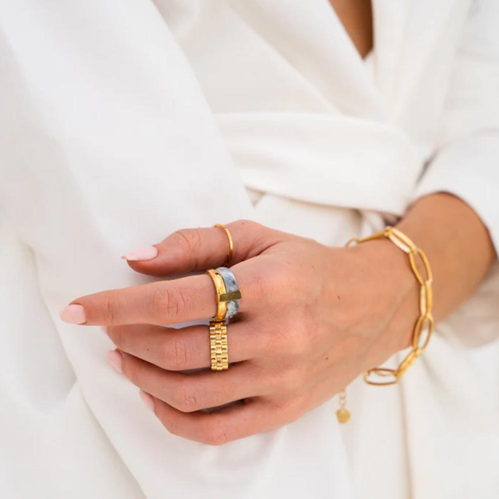 Anel Luxe Camadas Banhado em Ouro 18k VZ169