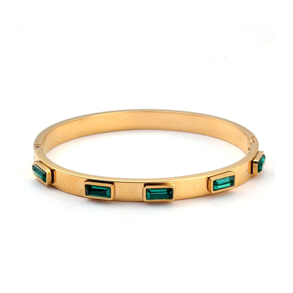 Bracelete Cristais Verde Banhado em Ouro 18k VZ223