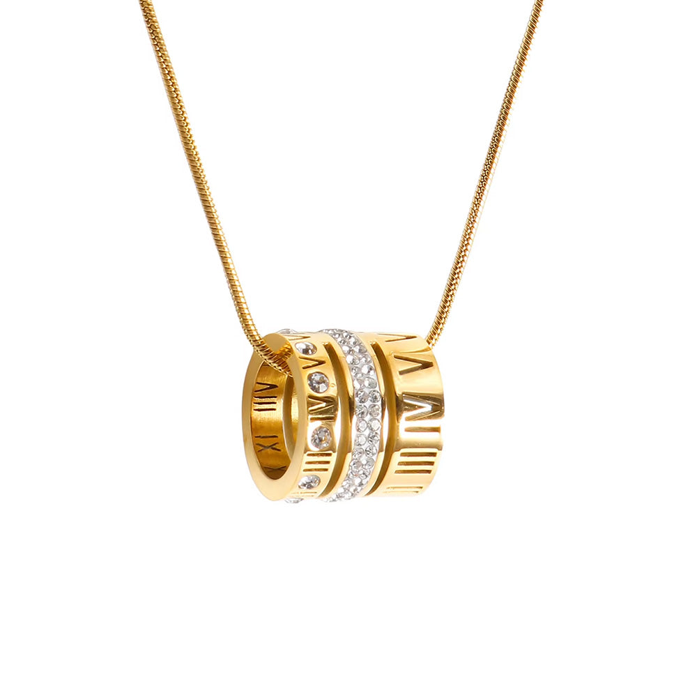 Colar Tri-Romano Banhado em Ouro 18k VZ225