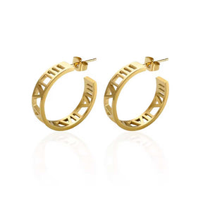 Brinco Argola Numeral Roman Banhado em Ouro 18k VZ245