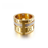 Anel Tri-Romano Banhado em Ouro 18k VZ165