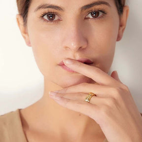 Anel Triplo com Zircônia Banhado em Ouro 18k VZ160
