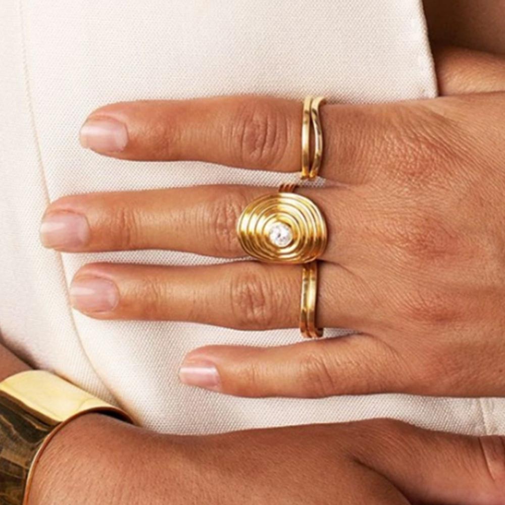 Anel Palata Singular com Zircônia Banhado em Ouro 18k VZ186