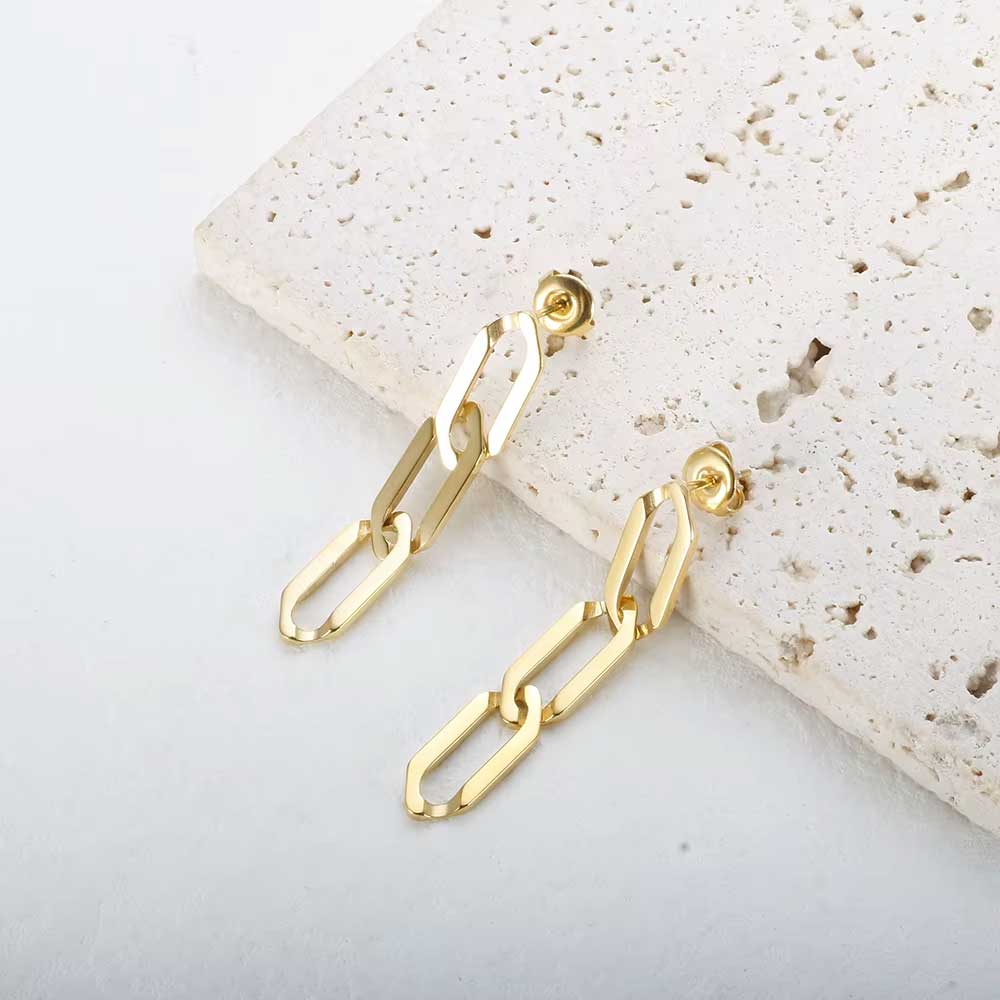 Brinco Elo Minimalista Banhado em Ouro 18k VZ238