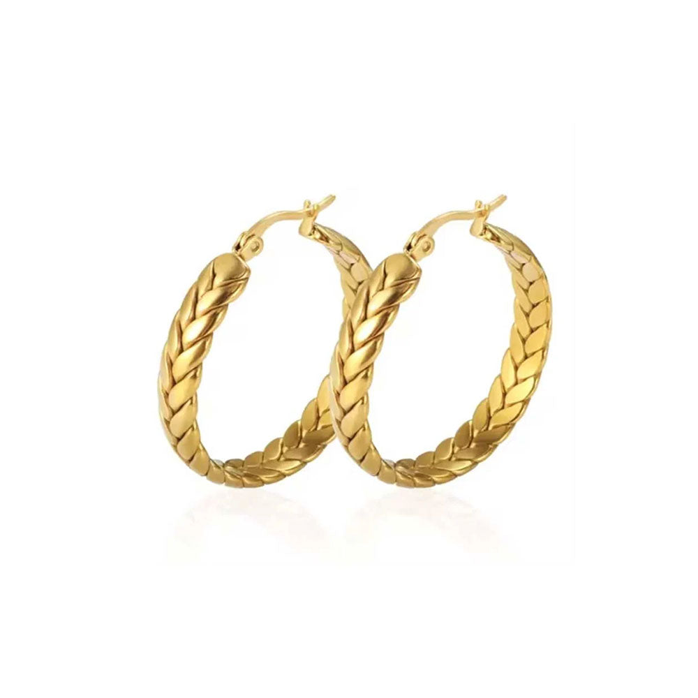 Brinco Argola Trançada Banhado em Ouro 18k VZ244