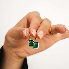 Brinco Cristal Verde Banhado em Ouro 18k VZ249