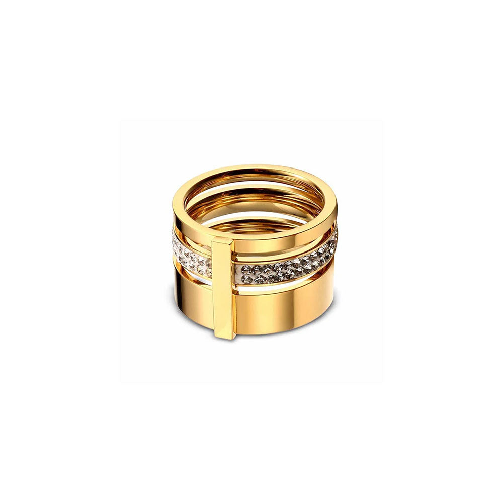 Anel Triplo Glow com Zircônia Banhado em Ouro 18k VZ171