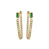 Brinco Corrente Esmeralda Banhado em Ouro 18k VZ247