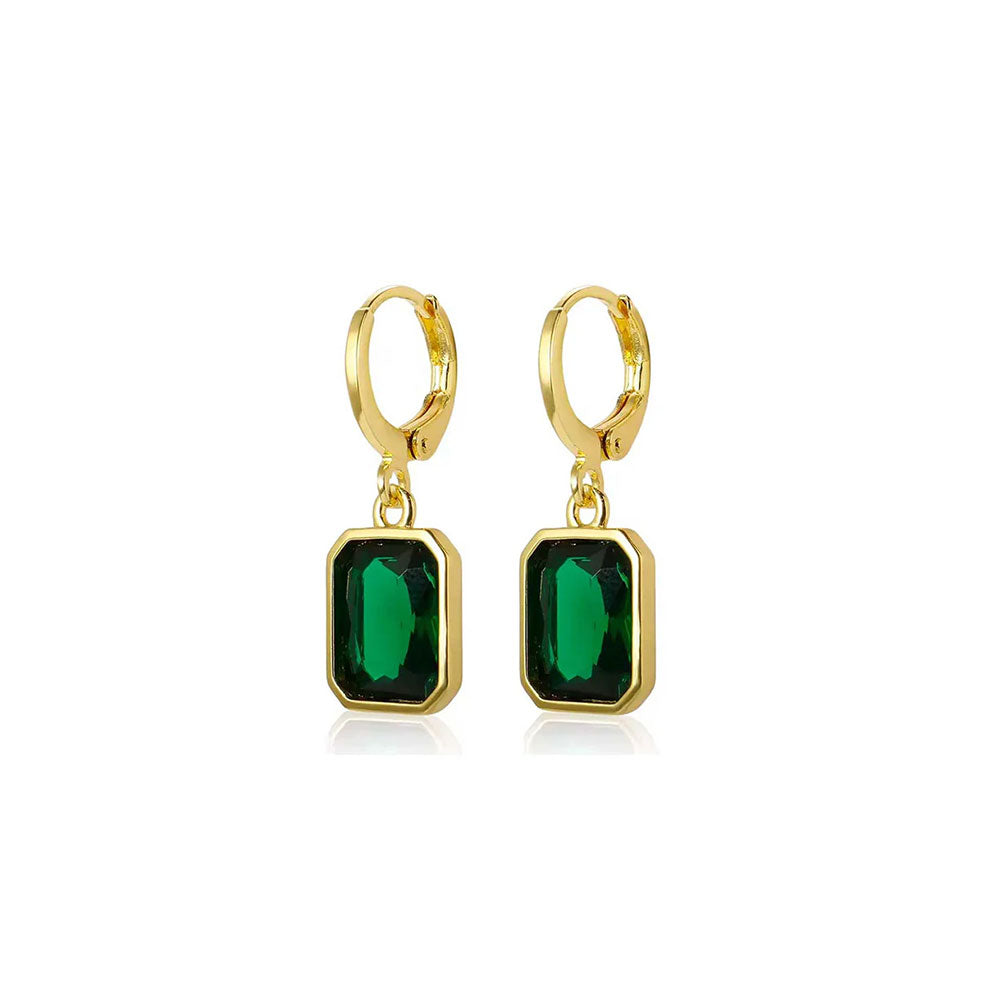 Brinco Cristal Verde Banhado em Ouro 18k VZ249