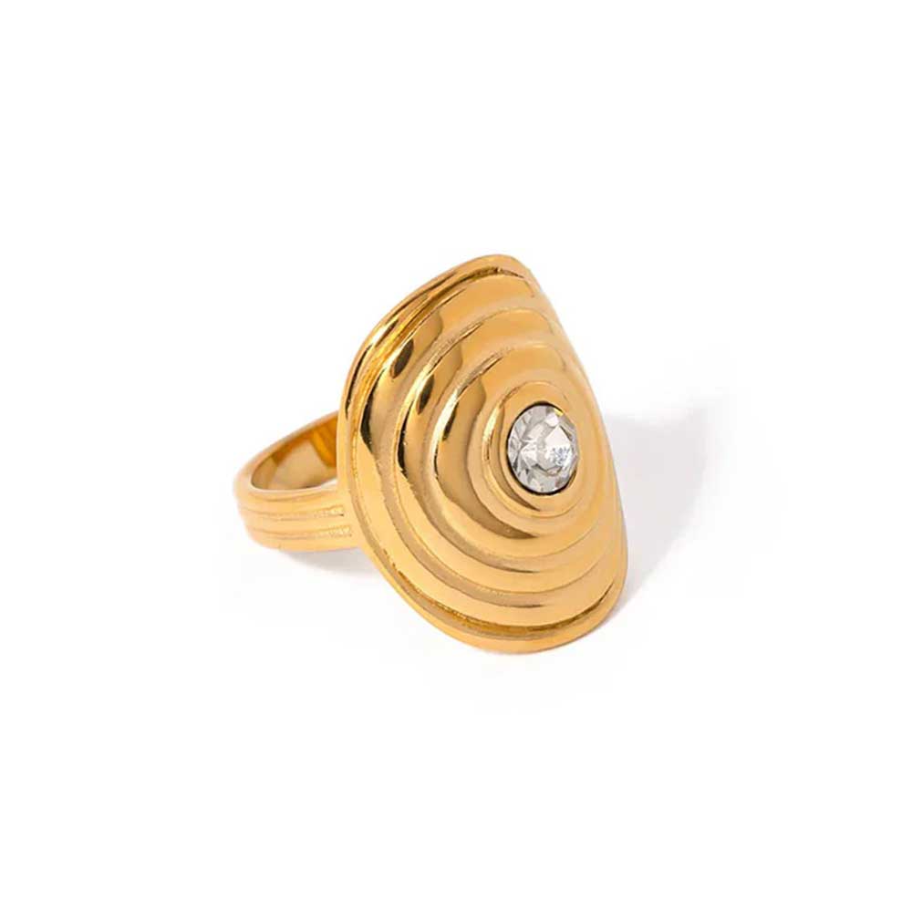 Anel Palata Singular com Zircônia Banhado em Ouro 18k VZ186