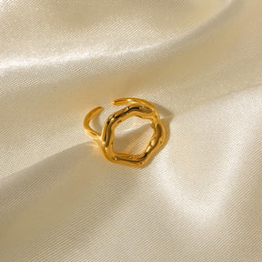 Anel Vazado Orgânico Banhado em Ouro 18k VZ212