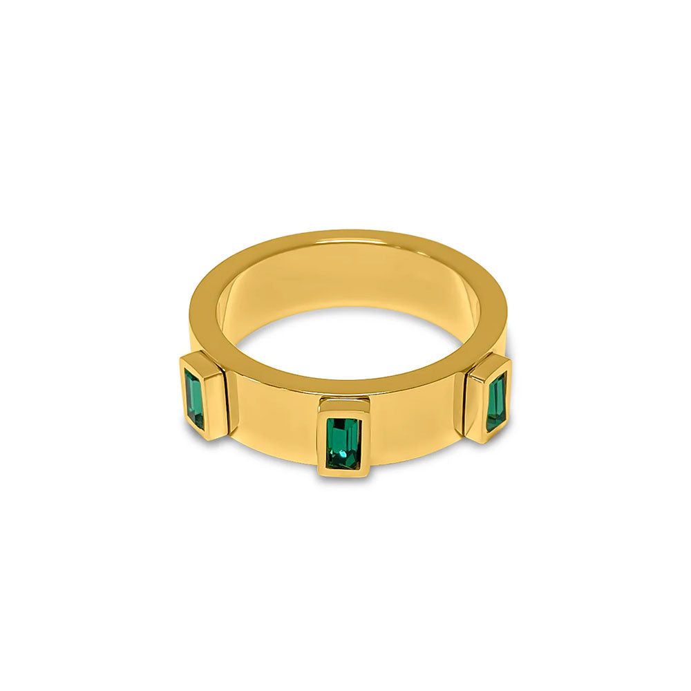 Anel Cristais Verde Banhado em Ouro 18k VZ224