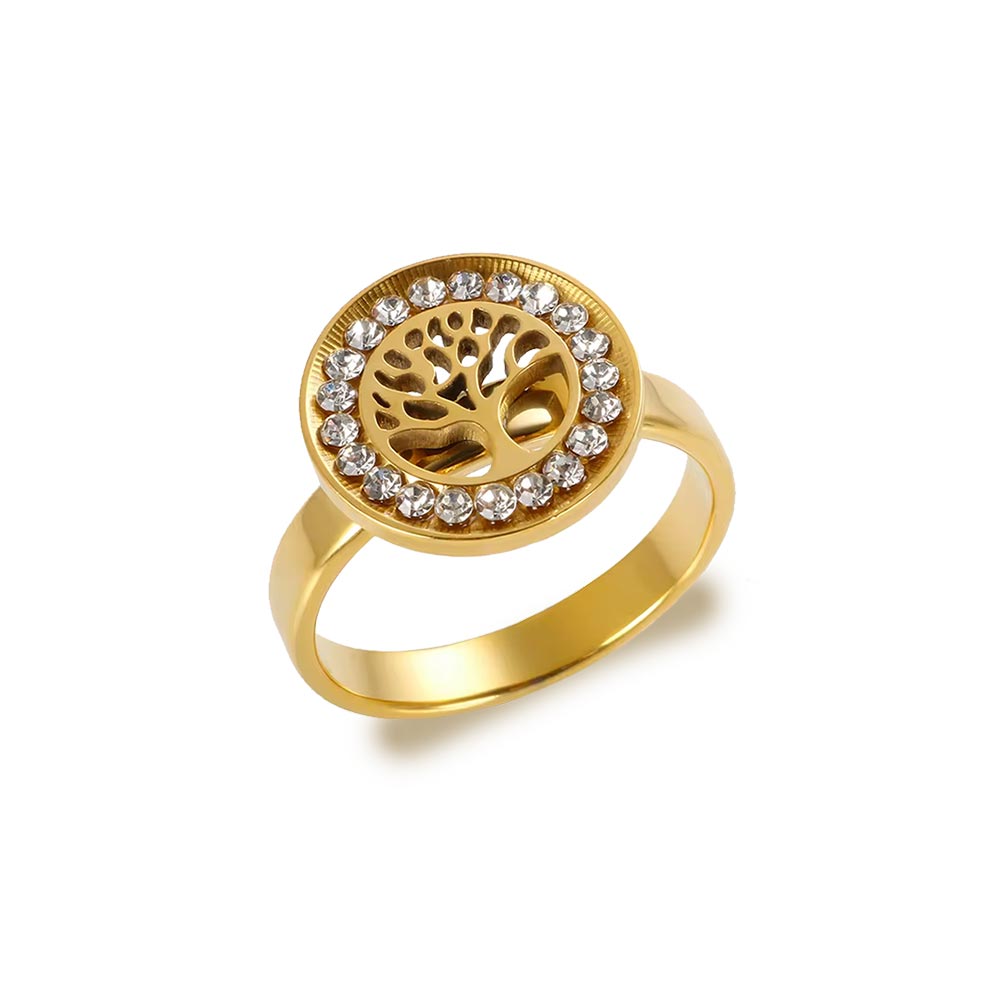 Anel Árvore Da Vida Banhado em Ouro 18k VZ251