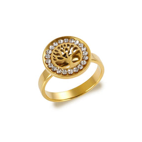 Anel Árvore Da Vida Banhado em Ouro 18k VZ251