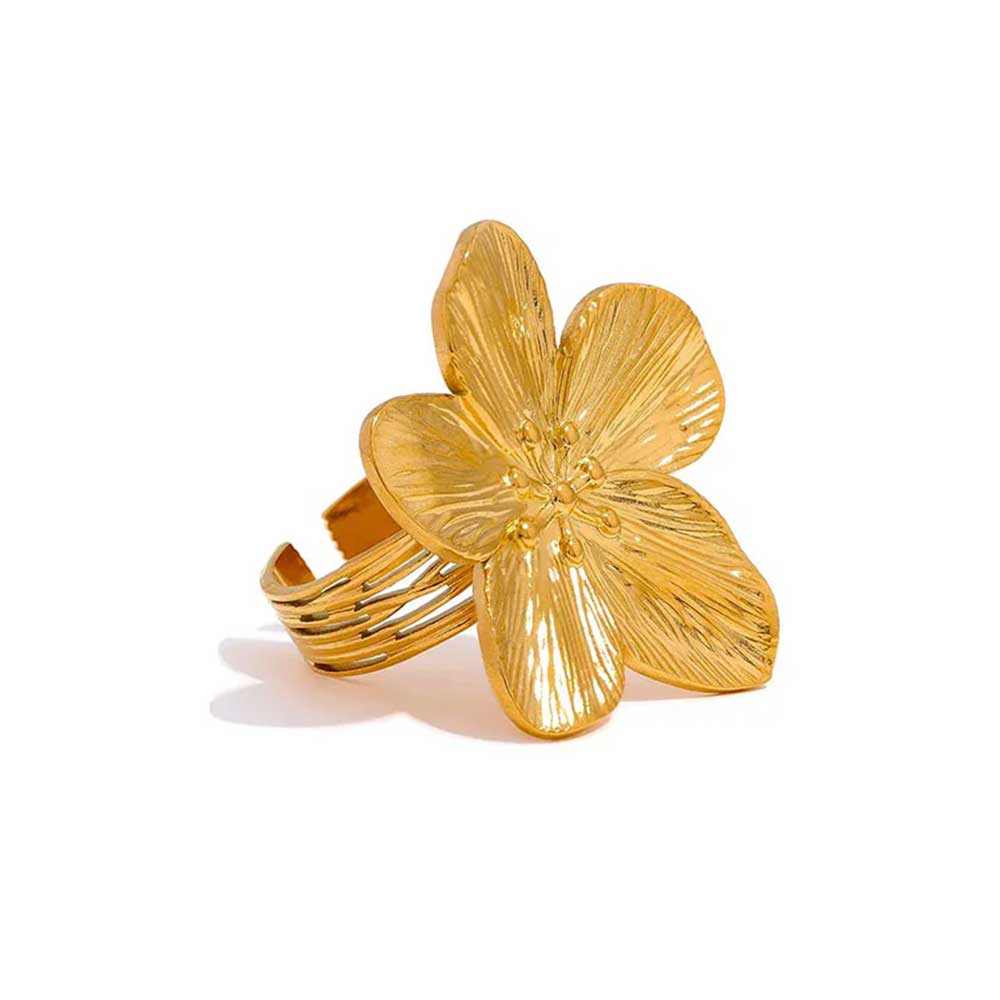 Anel Flor-de-Lis Banhado em Ouro 18k VZ192