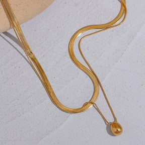 Colar Duplo com Pingente de Gota Banhado em Ouro 18k VZ196