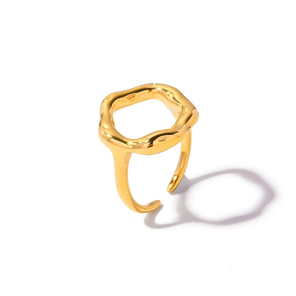 Anel Vazado Orgânico Banhado em Ouro 18k VZ212