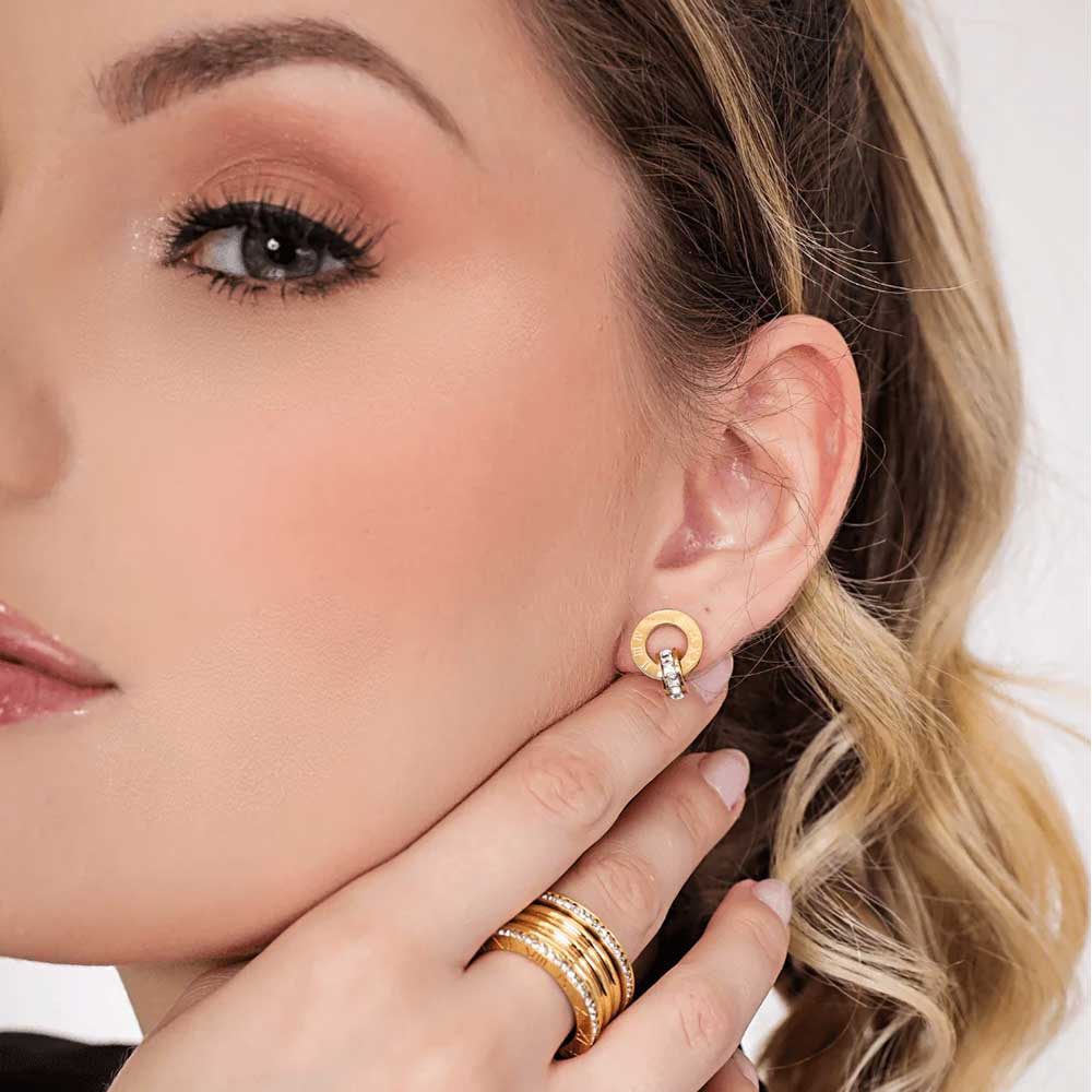 Brinco Imperial Zircônia Banhado em Ouro 18k VZ219