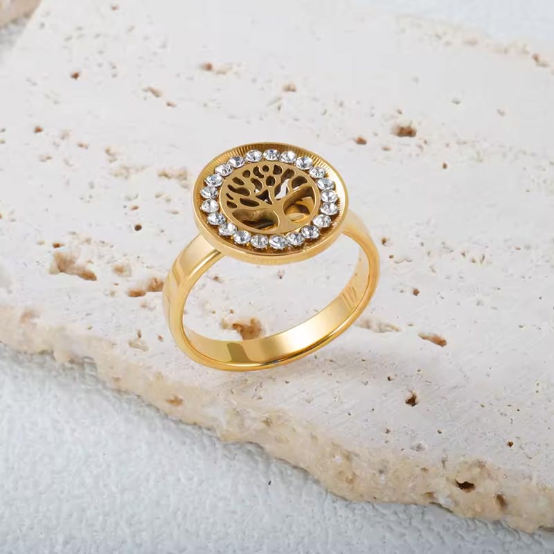 Anel Árvore Da Vida Banhado em Ouro 18k VZ251