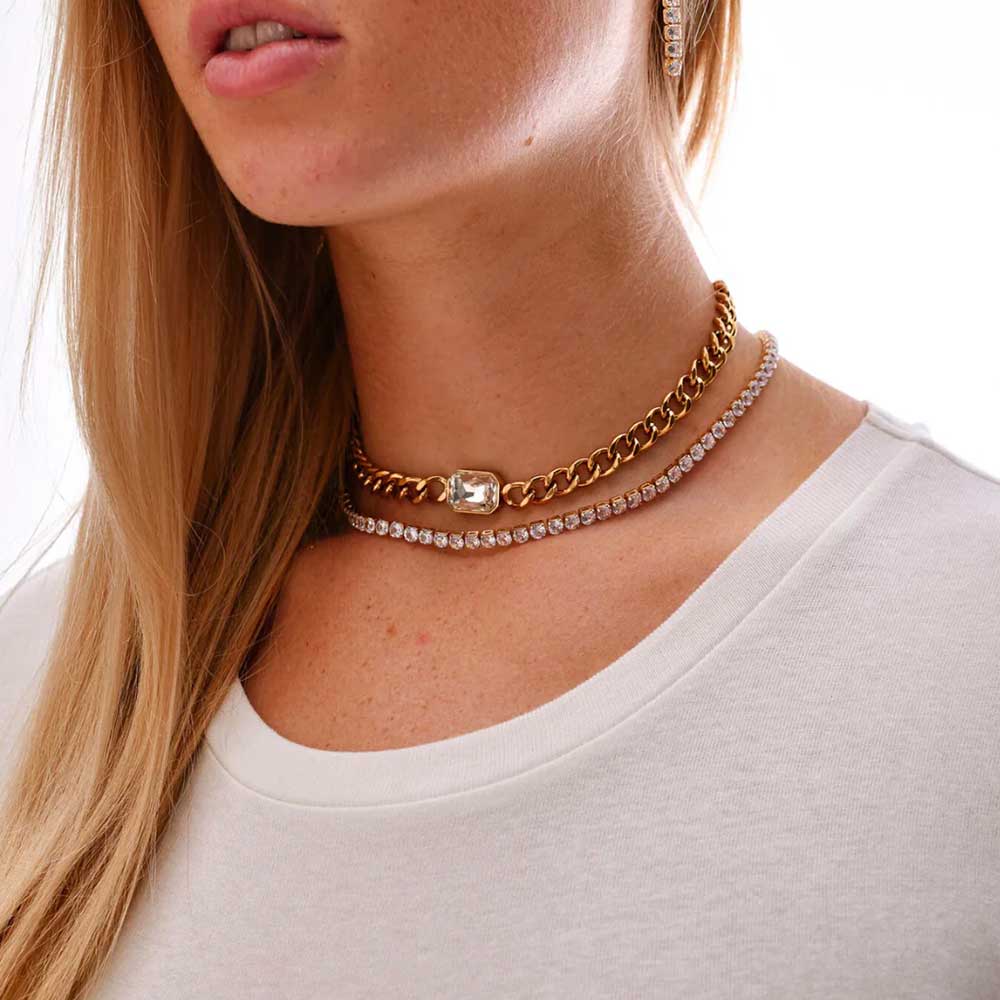Colar Riviera Banhado em Ouro 18k VZ142