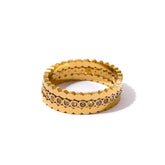 Anel Triplo com Zircônia Banhado em Ouro 18k VZ160
