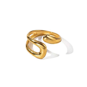 Anel Ello Vazado Ajustável Banhado em Ouro 18k VZ189